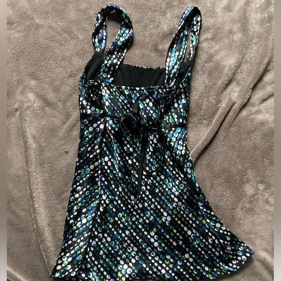 Y2K Iz Byer Polka Dot Black Blue White Tank Top Babydoll - Picture 2 of 4